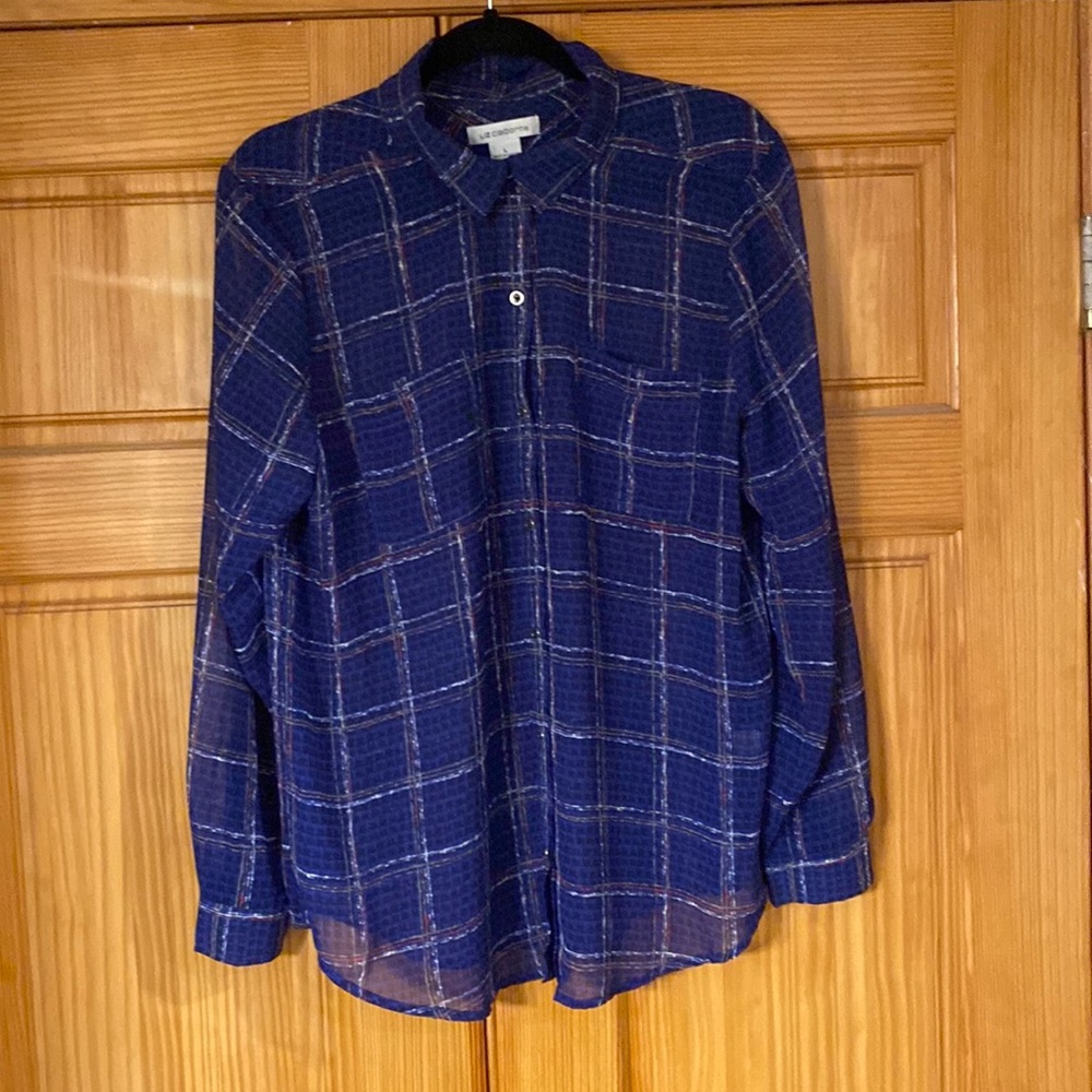 Liz Claiborne sheer long sleeve blouse (L)